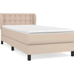 vidaXL Sängar>Ramsäng med bäddmadrass cappuccino 80x200 cm konstläder