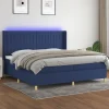 vidaXL Sängar>Ramsäng med madrass & LED blå 200x200 cm tyg