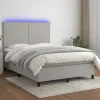 vidaXL Sängar>Ramsäng med madrass & LED ljusgrå 140x190 cm tyg