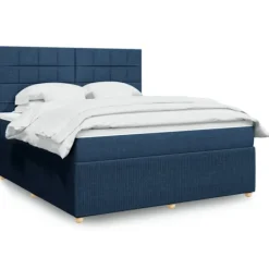 vidaXL Sängar>Ramsäng med madrass blå 180x200 cm tyg