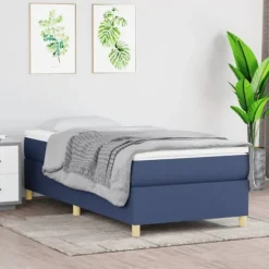vidaXL Sängar>Ramsäng med madrass blå 80x200 cm tyg