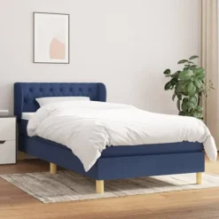 vidaXL Sängar>Ramsäng med madrass blå 80x200 cm tyg