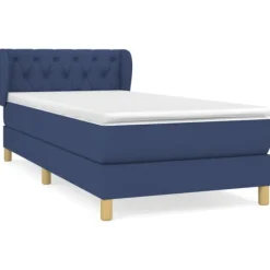 vidaXL Sängar>Ramsäng med madrass blå 80x200 cm tyg