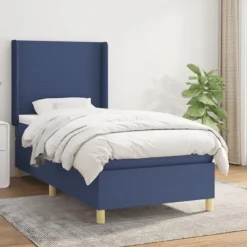 vidaXL Sängar>Ramsäng med madrass blå 100x200 cm tyg