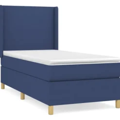 vidaXL Sängar>Ramsäng med madrass blå 100x200 cm tyg