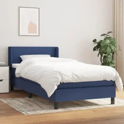 vidaXL Sängar>Ramsäng med madrass blå 90x200 cm tyg