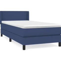 vidaXL Sängar>Ramsäng med madrass blå 90x200 cm tyg