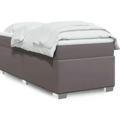 vidaXL Sängar>Ramsäng med madrass grå 90x190 cm konstläder