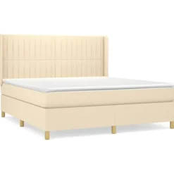 vidaXL Sängar>Ramsäng med madrass gräddvit 180x200 cm tyg