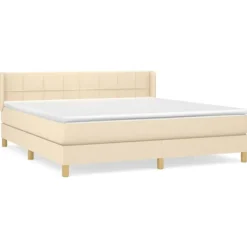 vidaXL Sängar>Ramsäng med madrass gräddvit 160x200 cm tyg