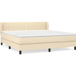 vidaXL Sängar>Ramsäng med madrass gräddvit 180x200 cm tyg