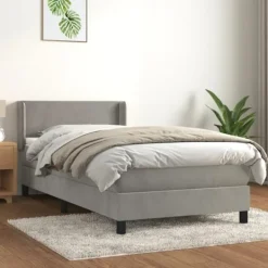 vidaXL Sängar>Ramsäng med madrass ljusgrå 80x200 cm sammet