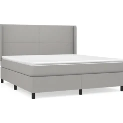 vidaXL Sängar>Ramsäng med madrass ljusgrå 160x200 cm tyg