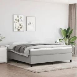 vidaXL Sängar>Ramsäng med madrass ljusgrå 160x200 cm tyg