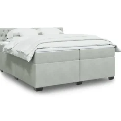 vidaXL Sängar>Ramsäng med madrass ljusgrå 200x200 cm sammet