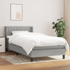 vidaXL Sängar>Ramsäng med madrass ljusgrå 90x190 cm tyg