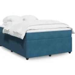 vidaXL Sängar>Ramsäng med madrass mörkblå 140x200 cm sammet