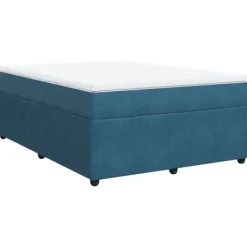 vidaXL Sängar>Ramsäng med madrass mörkblå 140x200 cm sammet