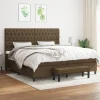 vidaXL Sängar>Ramsäng med madrass mörkbrun 200x200 cm tyg