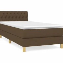 vidaXL Sängar>Ramsäng med madrass mörkbrun 100x200 cm tyg
