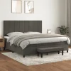 vidaXL Sängar>Ramsäng med madrass mörkgrå 200x200 cm sammet
