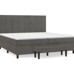 vidaXL Sängar>Ramsäng med madrass mörkgrå 200x200 cm sammet