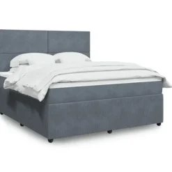 vidaXL Sängar>Ramsäng med madrass mörkgrå 180x200 cm sammet