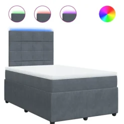 vidaXL Sängar>Ramsäng med madrass mörkgrå 120x190 cm sammet