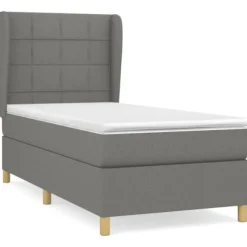 vidaXL Sängar>Ramsäng med madrass mörkgrå 80x200 cm tyg