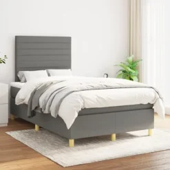 vidaXL Sängar>Ramsäng med madrass mörkgrå 120x200 cm tyg