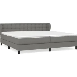 vidaXL Sängar>Ramsäng med madrass mörkgrå 200x200 cm tyg