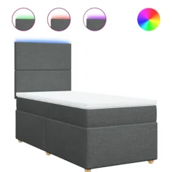 vidaXL Sängar>Ramsäng med madrass mörkgrå 90x190 cm tyg
