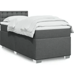 vidaXL Sängar>Ramsäng med madrass mörkgrå 90x200 cm tyg