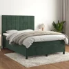 vidaXL Sängar>Ramsäng med madrass mörkgrön 140x190 cm sammet