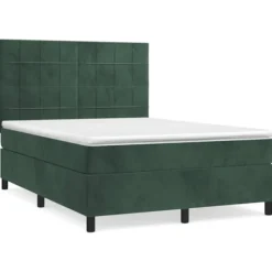 vidaXL Sängar>Ramsäng med madrass mörkgrön 140x190 cm sammet