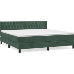 vidaXL Sängar>Ramsäng med madrass mörkgrön 160x200 cm sammet