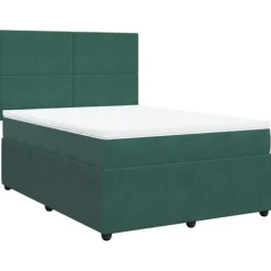 vidaXL Sängar>Ramsäng med madrass mörkgrön 140x200 cm sammet