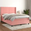 vidaXL Sängar>Ramsäng med madrass rosa 140x190 cm sammet