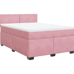 vidaXL Sängar>Ramsäng med madrass rosa 160x200 cm sammet