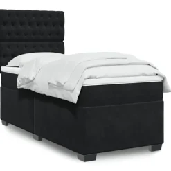 vidaXL Sängar>Ramsäng med madrass svart 90x200 cm sammet