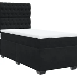 vidaXL Sängar>Ramsäng med madrass svart 90x200 cm sammet
