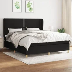 vidaXL Sängar>Ramsäng med madrass svart 160x200 cm tyg