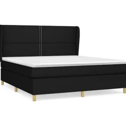 vidaXL Sängar>Ramsäng med madrass svart 160x200 cm tyg