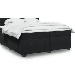 vidaXL Sängar>Ramsäng med madrass svart 200x200 cm sammet