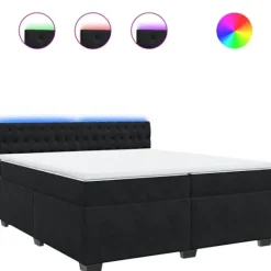 vidaXL Sängar>Ramsäng med madrass svart 200x200 cm sammet