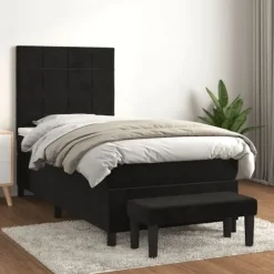 vidaXL Sängar>Ramsäng med madrass svart 80x200 cm sammet