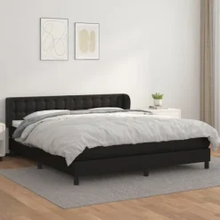 vidaXL Sängar>Ramsäng med madrass svart 180x200 cm konstläder