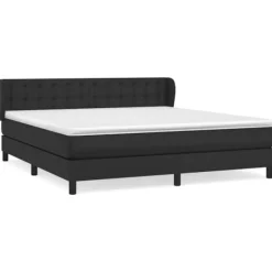 vidaXL Sängar>Ramsäng med madrass svart 180x200 cm konstläder