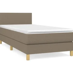 vidaXL Sängar>Ramsäng med madrass taupe 80x200 cm tyg