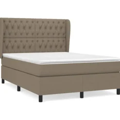 vidaXL Sängar>Ramsäng med madrass taupe 140x200 cm tyg